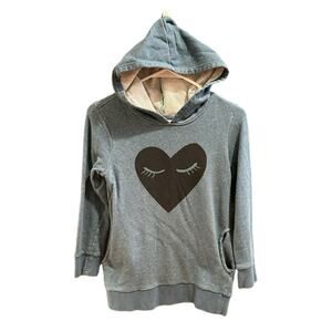 Tea Collection Heart Tunic Sweater Hooded Thumb Holes 100% Cotton Size 12